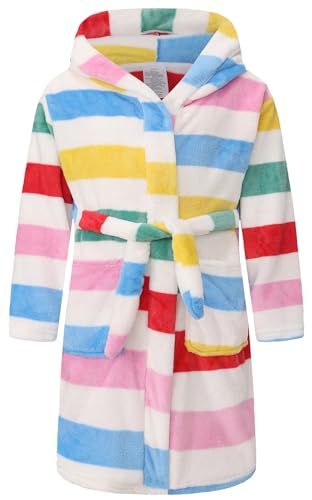 Image of Kid Fleece Hooded Robes Girls Bathrobes Boys Soft Plush Sleepwear Toddler Fuzzy Pajamas