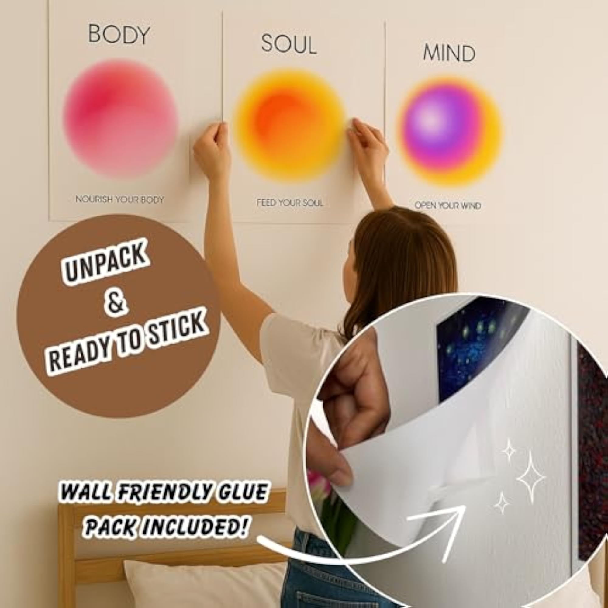 Set of 4 A4 Posters with Wall Friendly Adhesive