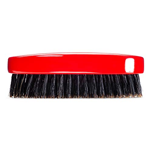 Torino Pro Wave Brush - Medium Hard Oval Palm/Military Bristle Brush - 360 Waves - Red