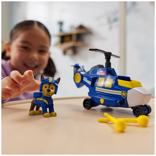 Paw Patrol - Pat Patrouille - Véhicule Figurine Chase Air Rescue - Voiture Figurine À Collectionner - Projectiles Mission Voltige - Pat Patrouille Véhicule - Voiture Enfant - Jouet Enfant 3 Ans Et +