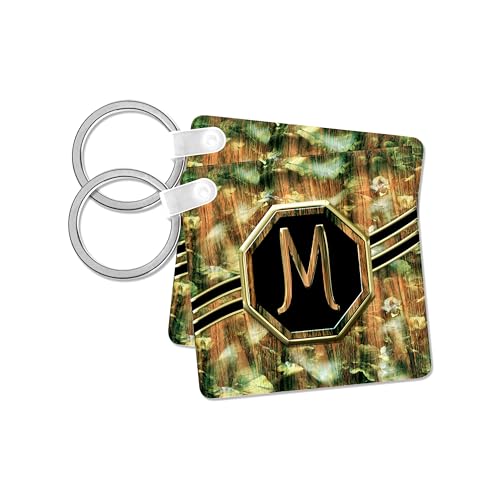Porte-clés lettre M imprimé camouflage doré 3dRose 6 cm parfait pour vos clés de voiture