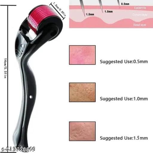 Image of 3 Pcs Combo Offer For Roller For Hair & Beard Regrowth With 540 Titanium Alloy Micro Needles 0.5 Mm | Round Hair Scalp Manual Massager (Black) Aad-P656