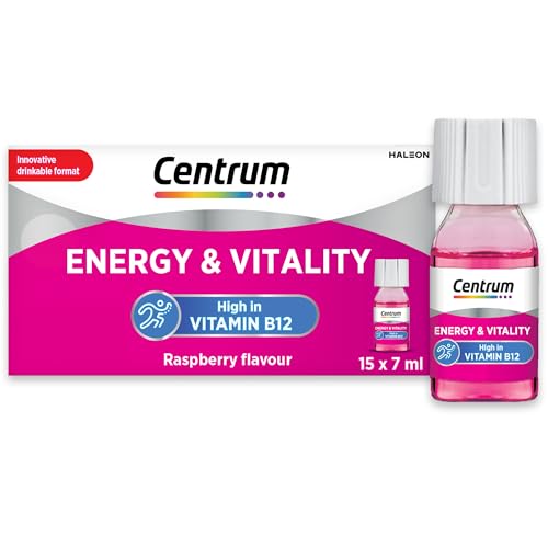 Centrum Energy & Vitality Vitamin B12 Liquid Shot High Strength B12 Vegan Multivitamin Supplement 15 × 7 ml Bottles