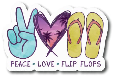Peace Love Flip Flops | Summer Vibes |Great Gift Idea|Decal Sticker|2 Pack|5 Inch Stickers|S10417