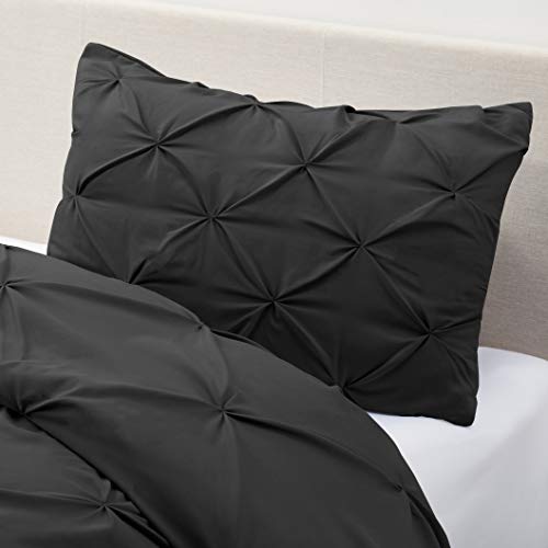 Image of Nestl Twin Comforter Set Pinch Pleat Comforter, Bedding Comforter Sets, Comforter Set for Twin Bed, Pintuck Comforter Set Twin /Twin XL Size, Down Comforter with 1 Pillow Sham, 2-Piece - Black