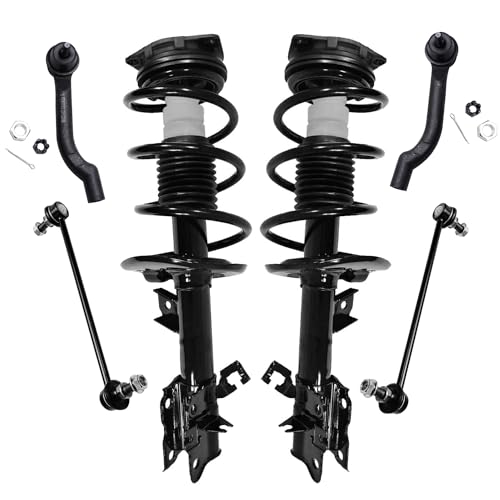 Image of Detroit Axle - FWD Front 6pc Struts Kit for 08-12 Nissan Rogue, 2 Struts & Coil Spring 2 Stabilizer Sway Bar Links 2 Outer Tie Rod Ends 2008 2009 2010 2011 2012 Replacement Suspension