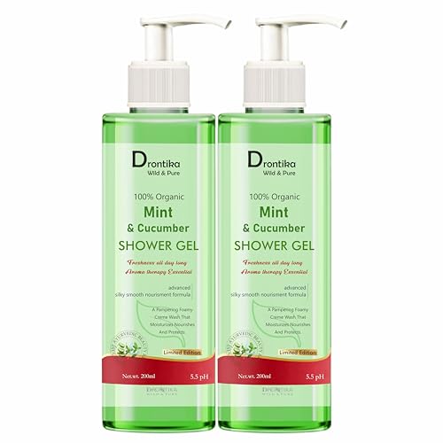 Image of Drontika Wild & Pure Cooling Body Wash, Mint & Cucumber Shower Gel, 400ml Moisturizing & Fragrant Bodywash, For Soft, Smooth & Fresh Skin, Refreshing Shower Gel, For Women & Men