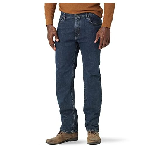 Wrangler Authentics Men's Regular Fit Comfort Flex Waist Jean, Dark Stonewash, 36W x 32L