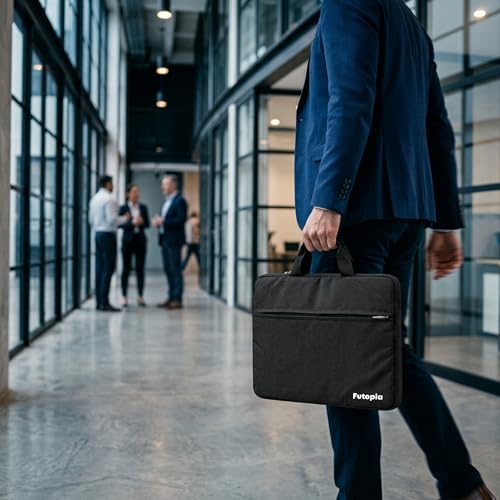 Image of Futopia Premium Laptop Sleeve Bag 15.6 Inch with Handle | Front Zipper Pocket, Water Resistant Case & Shockproof Cover Compatible for Laptops & Notebook for Office, College & Travel (Black)