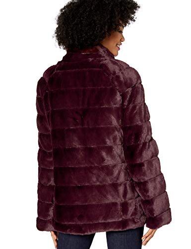 Kensie Women's Faux Fur Reversible Coat, Burgundy, S #TOP3