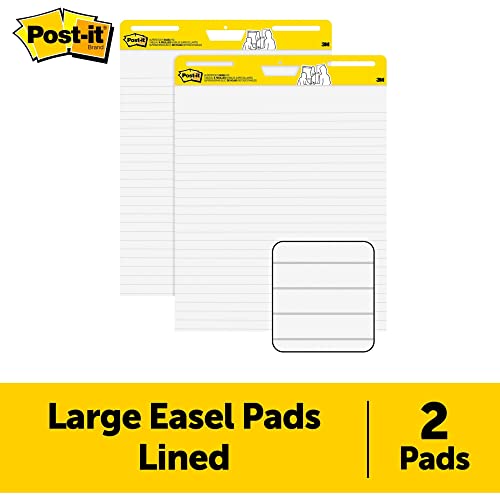 Post-It® Super Sticky Lined Easel Pads, 25" X 30", 30 Sheets Per Pad, White, Pack Of 2 Pads #TOP1