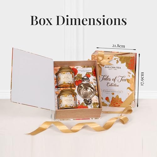 Image of SAN-CHA Tea Boutique, Tales Of Tea Collection, Tea Gift Box, Rose Oolong Tea, Ginger Green Tea, Loose Leaf Teas, Tea Assortment, Gift Of Health, 50 Gram