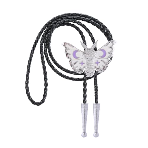 Image of Btilasif Bolo Tie for Men Women, Western Cowboy Bolo Tie, Star Moon Butterfly Necklace Neckties, Cowboy Accessories Western Gifts for Men Women, White
