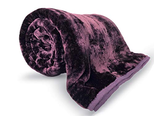 Pagnanno. Faux Fur Mink Throw Cosy Blanket - Travel Size | Super Soft Fluffy Warmth | Solid Bed Throws for Sofas | Double & King Flannel Fleece Blanket (1, Aubergine, King (200x240cm))