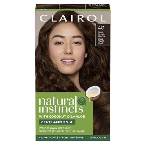 Image of Clairol Natural Instincts Demi-Permanent Hair Dye, 4G Dark Golden Brown | Ammonia‑Free, Vegan Hair Color with Coconut Oil & Aloe Vera | Pack of 1
