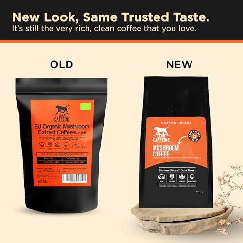 Lean Caffeine Mushroom Coffee Ground 908g - Mushroom Extract Lions Mane, Reishi Mushroom, Cordyceps & Agaricus Blazei Shroom Blend