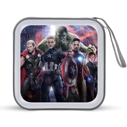 アベンジャーズ CDケース プラケース DVD収納ケース CD収納ボックス ディスクケース 防水 メディアケース 大容量 40枚収納 小型 持ち運び便利 薄型 ファスナー付 旅行