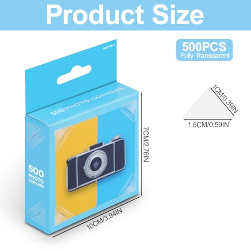 HAGOT 500 Stück Fotoecken (Selbstklebend), Fotokleber, Fotoecken Selbstklebend, Fotoecken, Transparent, Weiß, Fotokleber Ecken für Fotoalbum, Scrapbook, Klebepads für Fotos in Spenderbox