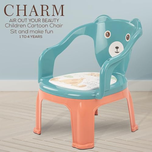 Image of Baybee Plastic Baby Chair for Study Table with Cushion Seat, High Backrest & Booster Support for Toddlers 1 to 4 Years (Green)