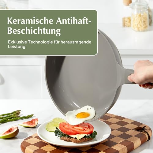 Redchef Antihaft Beschichtet Bratpfanne 24cm, Keramik Pfanne Induktion, Omelette Pfanne, PTFE-frei PFAS-frei PFOA-frei, Kratzfest Spülmaschinenfest 4