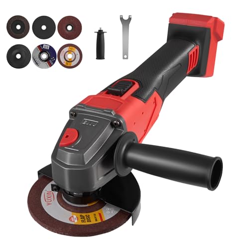 Cordless Angle Grinder Compatible with Milwaukee 18V Battery 12000RPM 800W Cutting Grinding Polishing 6 Discs Side Handle 125mm(Battery Not Included)