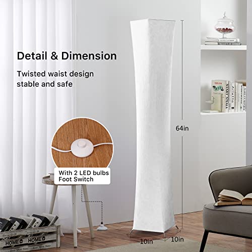 Chiphy Floor Lamp, 64" Tall Dimmable And Rgb Color Changing Led Smart Bulbs White Fabric Shade, With Remote Control, Standing Lamp For Living Room, Bedroom Play Room #TOP2