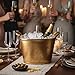 Solid Bronze Gold 12-Quart Double-Walled Insulated Ice Bucket & Champagne Cooler (13.4