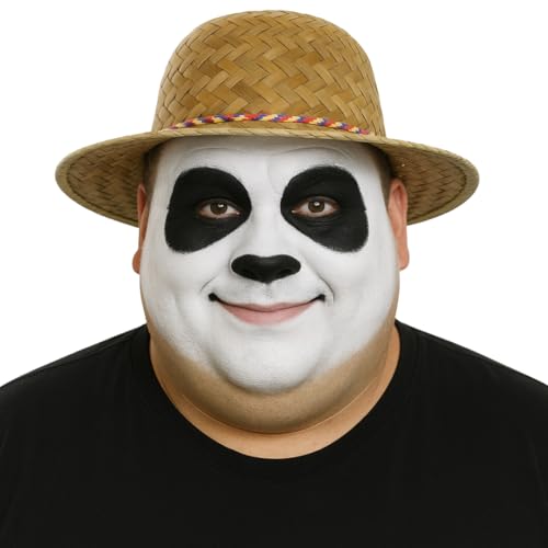 Conjunto de disfraz de panda para adultos con pintura facial en blanco y negro y sombrero tradicional Coolie, disfraz de animal divertido para Halloween, fiesta de cosplay y festivales