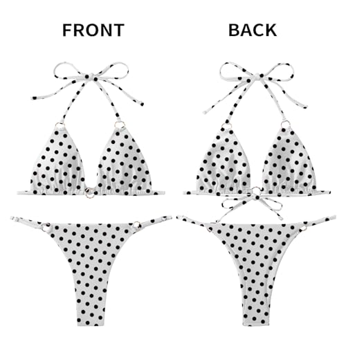 Image of MIKETAI Sexy Bikinis for Women 2 Piece Bikini Spaghetti Strap Swimsuits Solid Color Bathing Swimwear Triangle Bathing Suit