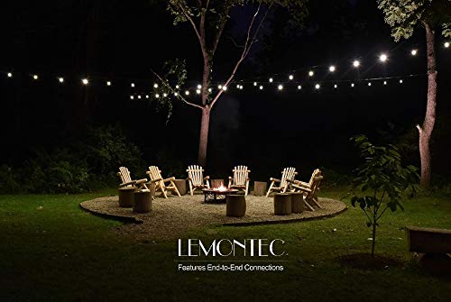 Lemontec Commercial Grade Outdoor String Lights With 15 Hanging Sockets - 48 Ft Black Weatherproof Cord Weatherproof Strand For Patio Garden Porch Backyard Party Deck Yard – S14 Black #TOP4