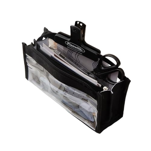 Nannlia ペンケース 透明 大容量 6層ストレージ おしゃれ 筆箱 韓国 おしゃれ シンプル ふでばこ 中学生 高校生 大学生 男の子 女の子 (ブラック)