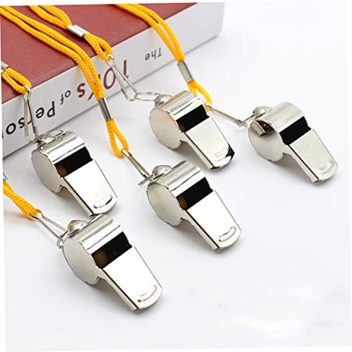 5 silbatos de acero inoxidable con cordón para árbitros miniatura 6