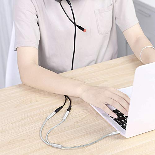 SUCESO Headphone Mic Splitter Adapter 3.5mm Stereo Audio Y Splitter Male to 2 Female Audio Microphone Y Aux Jack Cable Compatible with PS4,PC,Xbox,Laptop,Gaming Headset,Phone,External Mic-35cm(Silver) - Image 4