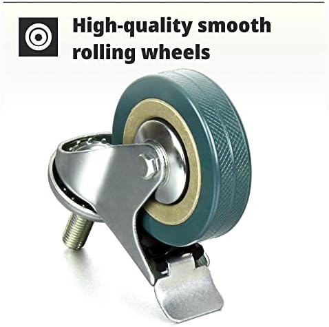 H&S 4 Castor Wheels Heavy Duty 75mm PU Swivel Trolley Furniture Caster with Brakes - Screw