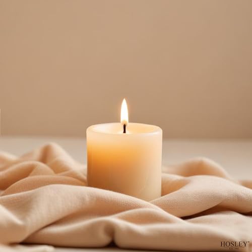 Image of Hosley Set of 72 Unscented Ivory Votive Candles - Bulk Pack, Clean-Burning, Long-Lasting 10-12 Hour Burn Time - Ideal for Weddings, Home Decor, Spa, and Events