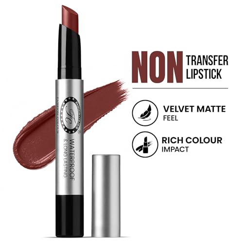 Image of Fashion Colour Colorful Non-Transfer Lipstick 2g | Waterproof, Smudge Proof & Long Lasting Matte Lipstick for Women | Highly Pigmented Lip Color | Lightweight Comfortable Wear | Available in 34 Shades (Intense Brown)