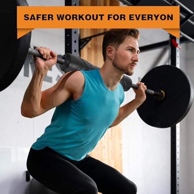 Rubber Barbell Pad, Squat Pad, Hip Thrust Pads, Neck Shoulder Protective Pads For Lunges, Squats And Hip Thrust Fit Standard Bar (Black)