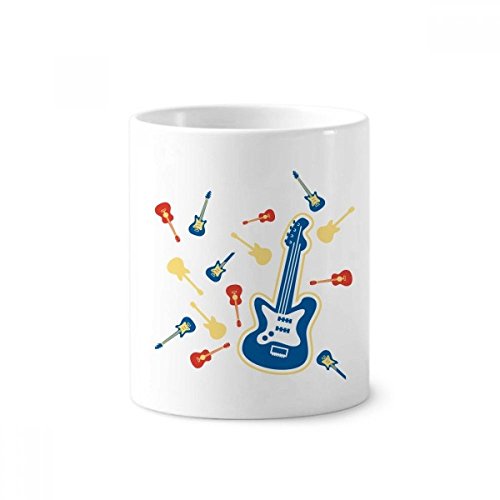 Porte-brosse à dents guitare jaune en céramique | Gobelet blanc 350ml polyvalent