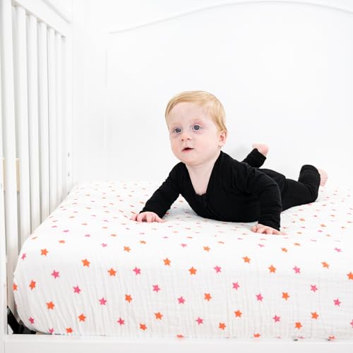 Image of LollyBanks Muslin Crib Sheet, 100% Cotton Fitted Crib Sheets for Girls