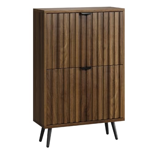 Smuxee Shoe Cabinet with 2 Flip Drawers, 23.6" Walnut Hidden Shoe Storage Cabinet with Fluted Design, Freestanding Shoe Organizer Cabinet for Entryway, Hallway, Closet, Living Room by Smuxee - Image 9