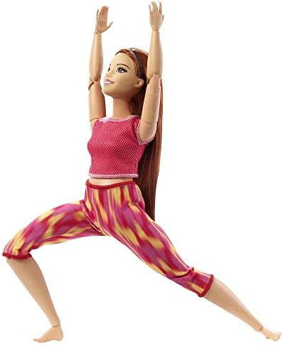 Barbie Made to Move Doll, Curvy, with 22 Flexible Joints & Long Straight Red Hair Wearing Athleisure-wear for Kids 3 to 7 Years Old