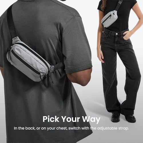 Image of tomtoc Sling Bag with RFID Blocking, X-Pac /Non X-Pac Minimalist Crossbody Chest Pack for Men and Women, Lightweight Water-Resistant Bag for Travel and Daily Commutes, Light Gray, 1.5L