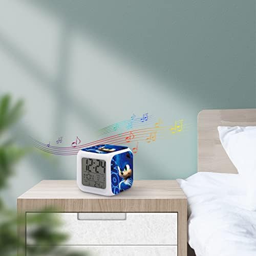 PADIEOE Sonic the Hedgehog Alarm Clock-Digital Clock with Temperature Big LED Digit Display-Smart Alarm Clock for Kids,Teenagers Bedroom (Sonic Holding Arms)