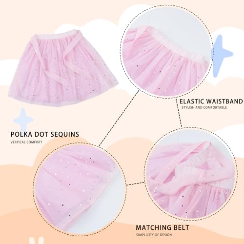 Image of Girls T-Shirt Tulle Mesh Skirt 2 Piece Outfit Set for Kids 6-7 Y