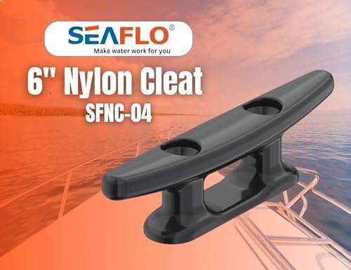 SEAFLO 6\" Boat Cleat Black Nylon Dock Cleat Kayak Cleat(6\", 2-Pack)