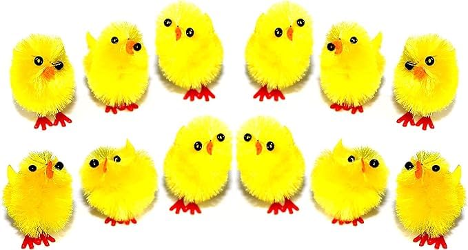 Fluffy Arts & Crafts Easter Chenille Chicks (12 x Mini Yellow Chicks)