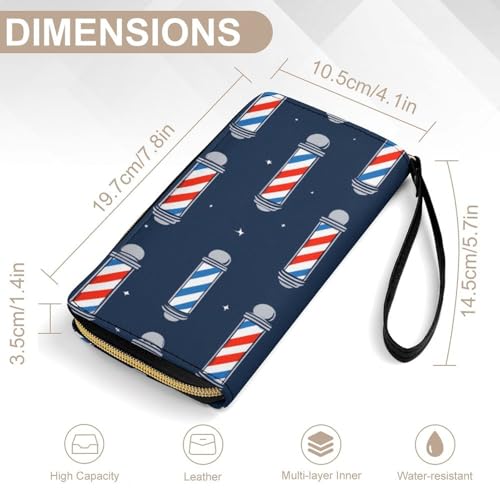 Women's Wallet Ladies Wristlet, Large Capacity, Zipper Pocket, Perfect for ID Cards, Vintage Barber Pole Flag2
