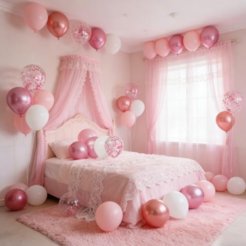 Image of Light Pink Balloons, 60Pcs 12in Pink and White Balloons | Latex Balloons for Girls Birthday Wedding Bridal Shower Decorations
