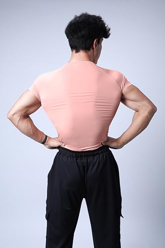 Image of COITONIC Men Compression Half Sleeves Round Neck T-Shirt for Gym and Sports Wear
