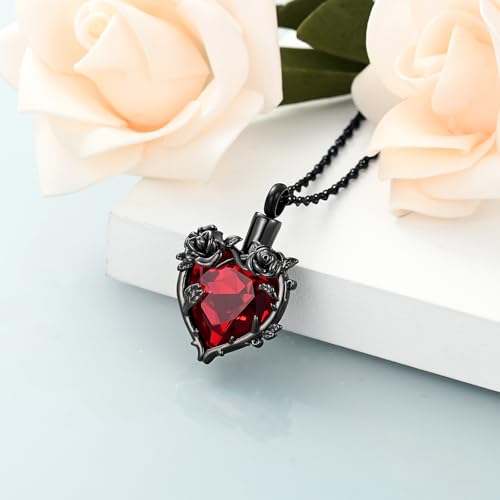 shajwo Cremation Jewelry Rose Flower Heart Urn Necklaces for Ashes for Women Memorial Human Ashes Pendant2